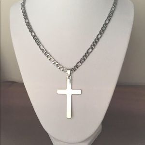 Mens Religious 316L Stainless Steel Cross Necklace